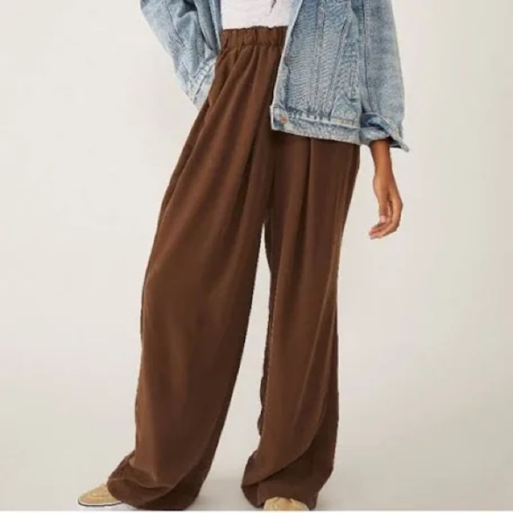 Free People Brown Wide-Leg Pants